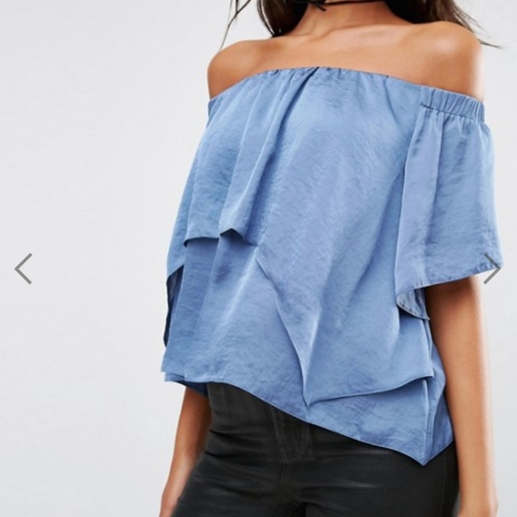 ASOS Blue Off-Shoulder Blouse - Picture 3 of 6